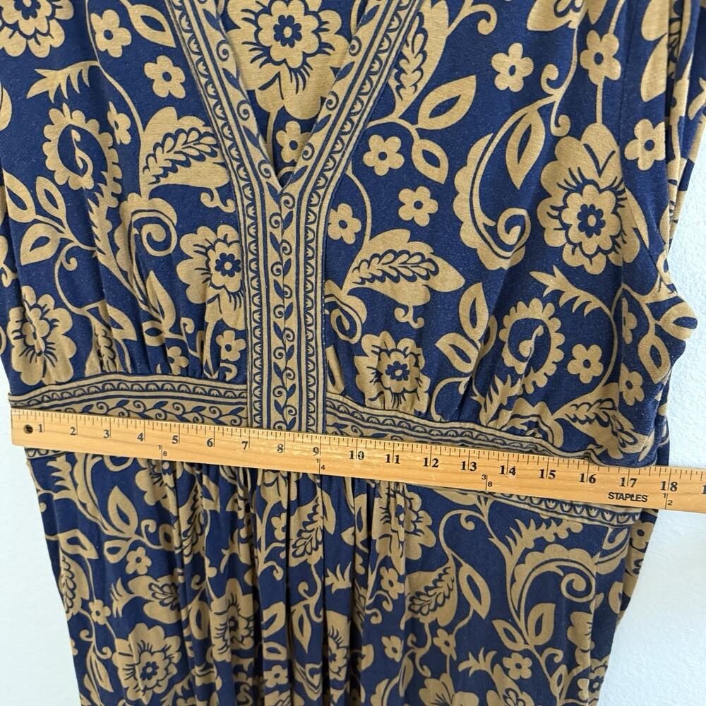 Boden Lily Midi Dress US 16-18R Navy Brown Floral Boho Jersey Fall Stretch - Picture 15 of 15